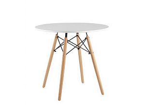 Белый круглый стол на ножках из бука, 80 см