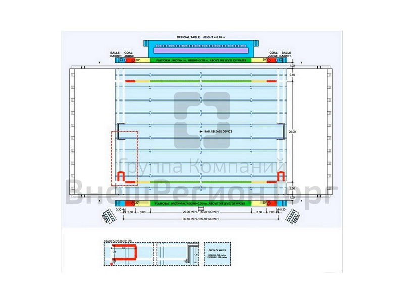 Комплект разметки поля соревновательный 20х30 м (с крепежом).