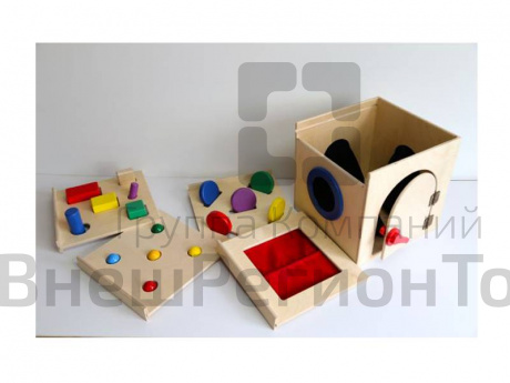 Тактильный модуль Ящик с замочками 300х300х300 мм.