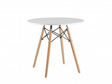 Стол круглый, белый на дер. ножках