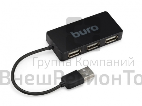 Хаб (разветвитель) Buro BU-HUB4-U2.0-Slim, черный.