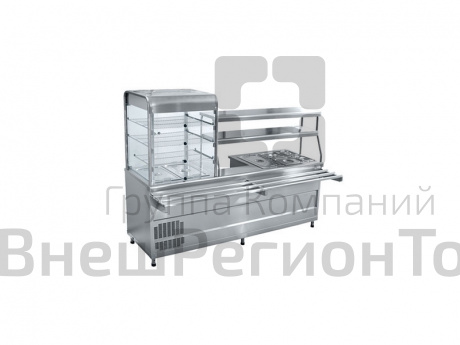 Прилавок-витрина холодильный мармитный универсальный Аста, нерж.ст., L2275 мм.