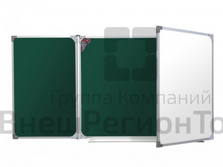 Трехэлементная магнитно-комбинированная доска 100х350 - алюминиевый профиль.