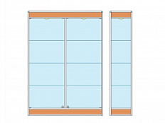 Витрина музейная стеклянная с фризом широкая - В3