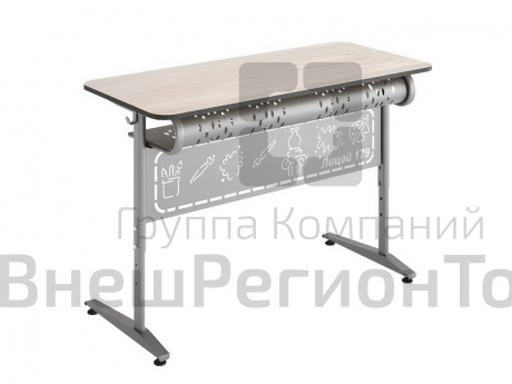 Стол ученический 2-местный регулируемый с перф.экраном с наклоном столещницы Оазис.