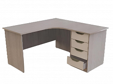 Стол письменный угловой с тумбой 4 ящика (ЛДСП 16 мм, рег.опоры)