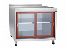 Стол-тумба купе, двери со стеклом + подсветка + полка, 1000х760х865 мм