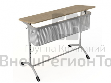 Стол ученический 2-местный "Rotondo 2М" регулируемый с перф.экраном с наклоном столешницы.