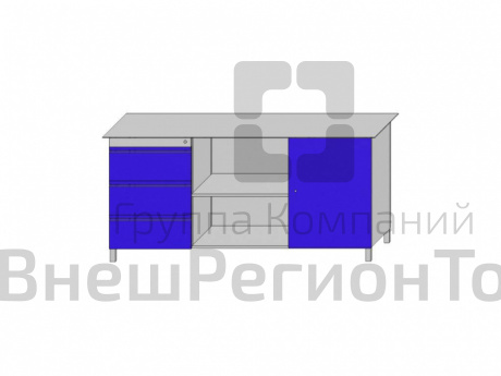 Верстак двухтумбовый: тумба (полка) + тумба (3 ящика) серии «Класс».
