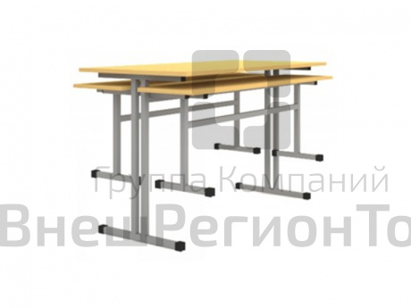 Стол обеденный 4-х местный с двумя скамьями.