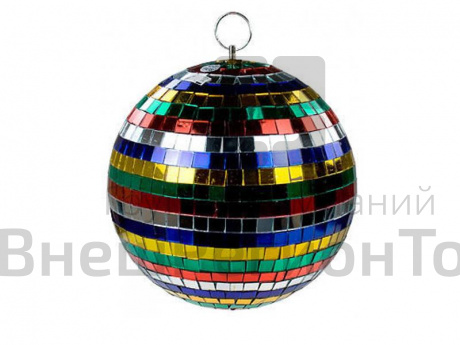 Зеркальный разноцветный шар с приводом D 260 мм.