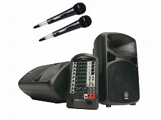 Портативная акустическая система 680 Вт (2 х 10"+1.4",  10-канальный микшер,2 проводных микрофона )