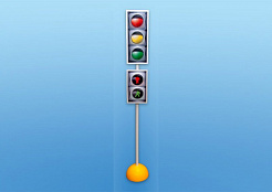 Модель транспортного и пешеходного светофоров на стойке
