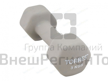 Гантель 3 кг серая.