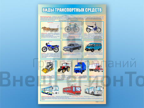 Стенд по ПДД Виды транспортных средств, 69х100 см.