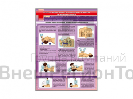 Стенд для отработки приемов сердечно-легочной реанимации на тренажере-манекене.