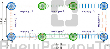 Комплекс "Тарзан" на стойках с гнездами.