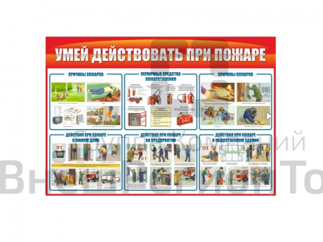 Стенд Умей действовать при пожаре 130х90 см.