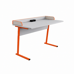 Стол ученический для кабинета физики/биологии плоскоовальная труба 50*30 мм с розетками и бортом ДСП