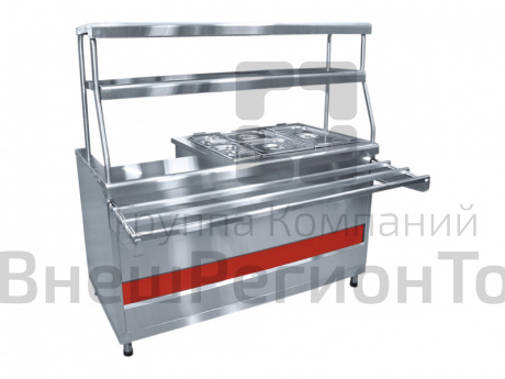 Мармит паровой универсальный Аста с подсветкой, 1 конфорка + 2 полки + гастроёмкости, L1500 мм.