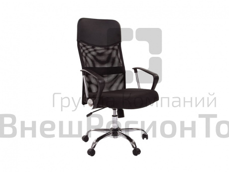 Кресло CHAIRMAN (ткань, сетчатая спинка, хром.каркас), цвет черный.