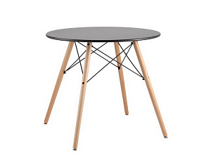 Черный круглый стол на деревянных ножках Ø80