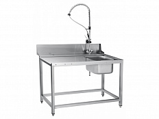 Предмоечный стол с душем, 1305x700x1735 мм