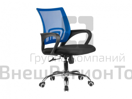 Кресло (спинка сетка синяя, сиденье черное).