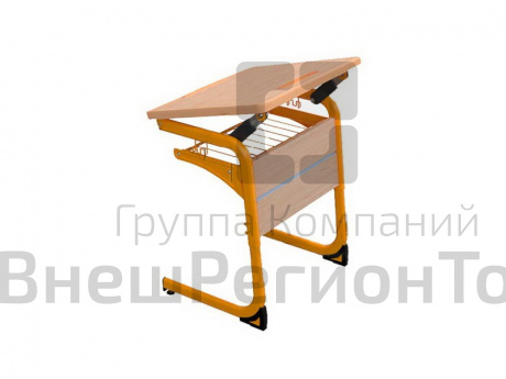 Стол ученический одноместный с регулировкой наклона столешницы, на плоскоовальной трубе.