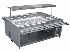 Салат-бар охлаждаемый, нейтр.шкаф, 1 полка + гастроемкости, L2120 мм