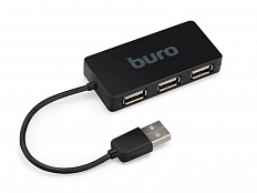 Хаб (разветвитель) Buro BU-HUB4-U2.0-Slim, черный