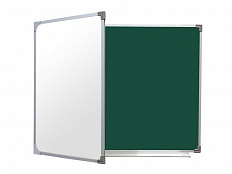 Двухэлементная магнитно-комбинированная доска 100х225 - алюминиевый профиль створка слева