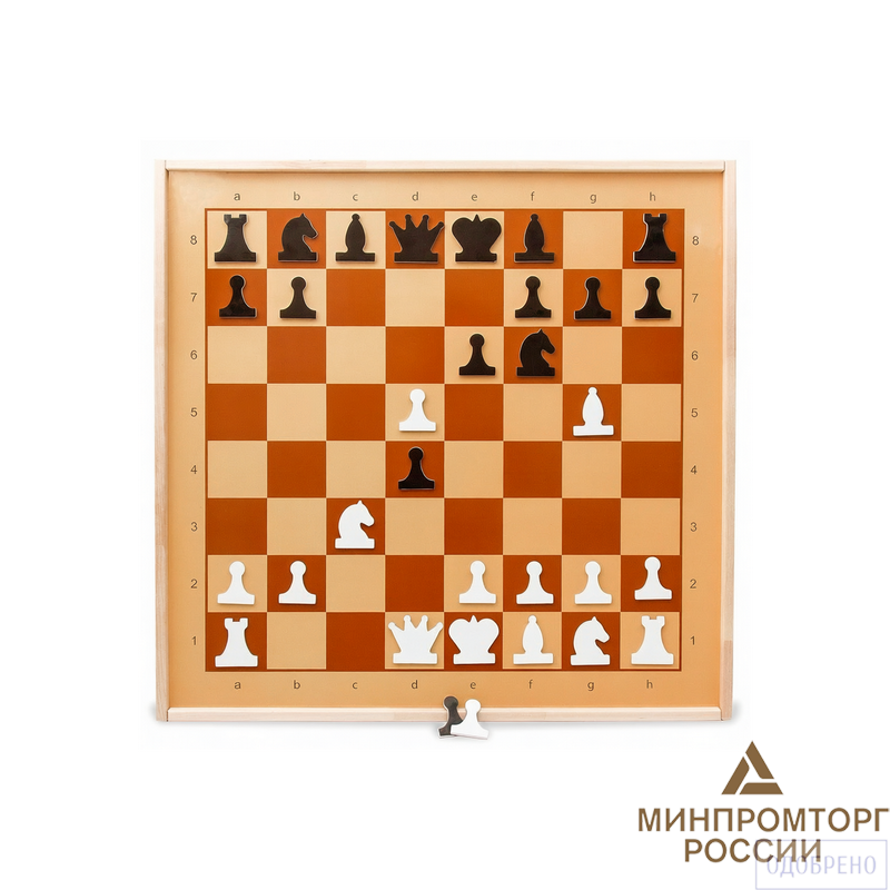 Доска шахматная демонстрационная магнитная 73х73 в деревянной раме
