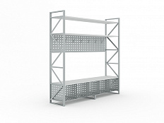 Вешалка односторонняя с открытой тумбой с перфорированными полками