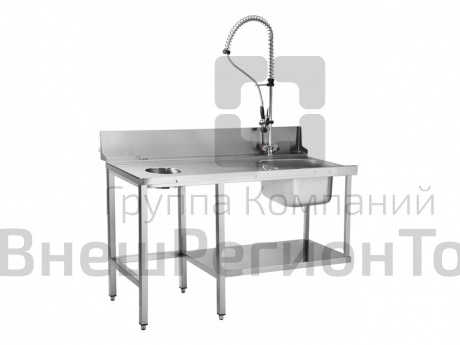 Предмоечный стол для посудомоечной машины  купольной, 1500х670х1070(1800) мм.