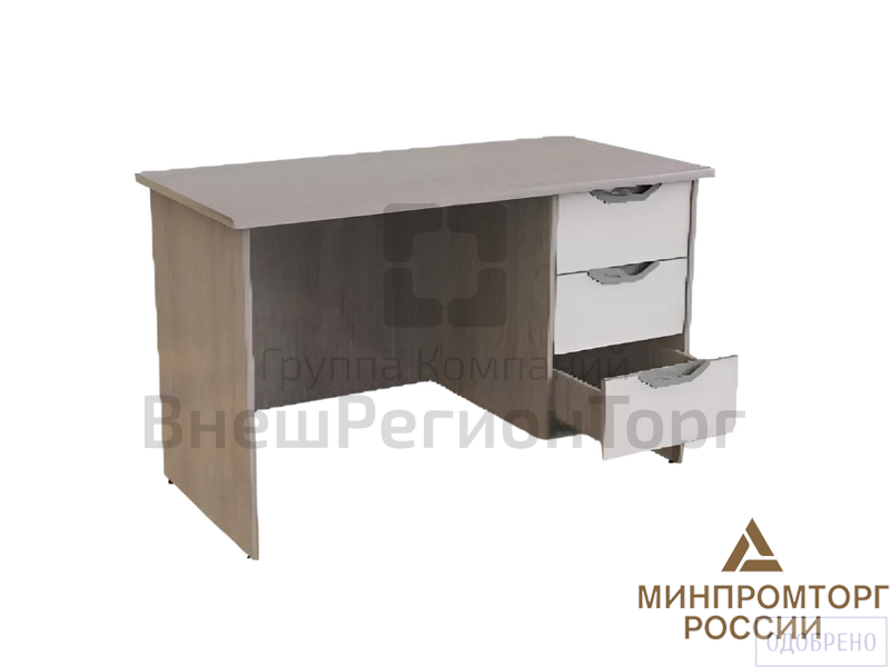 Стол письменный однотумбовый с тремя ящиками (ЛДСП 16 мм, рег.опоры).