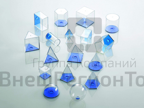 Набор геометрических фигур, прозрачный, 17 шт..