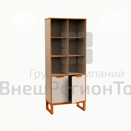 Шкаф полуоткрытый с низким фасадом на металокаркасе.