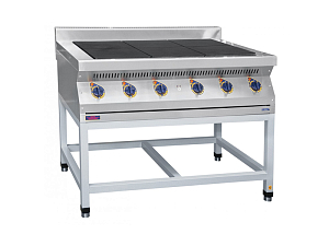 Плита электрическая на подставке, нерж.ст., 6 конфорок, 111,1х75х94 см