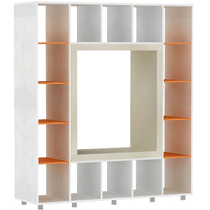 Стеллаж с мягким сиденьем 1916х600х2242 мм (белый/оранжевый)