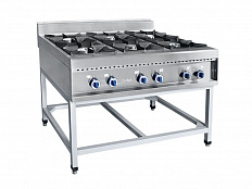 Плита газовая на подставке, нерж.ст., 6 конфорок, 120x90x94 см