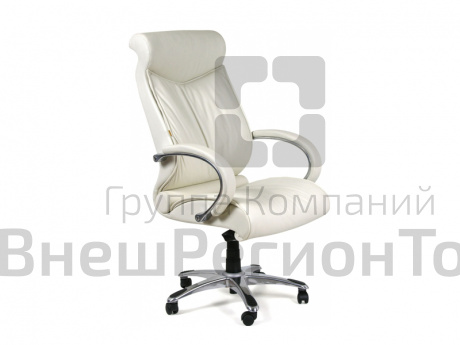 Кресло CHAIRMAN (экокожа, хром.каркас), цвет белый.