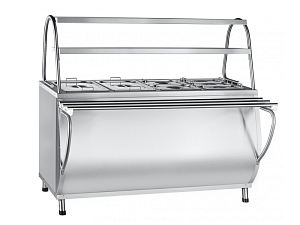 Мармит паровой для вторых блюд Патша, тепл.шкаф, 2 полки + гастроемкости, L1500 мм