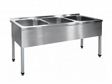 Ванна моечная, 3 секции, краш.каркас, 1770х600х860 мм