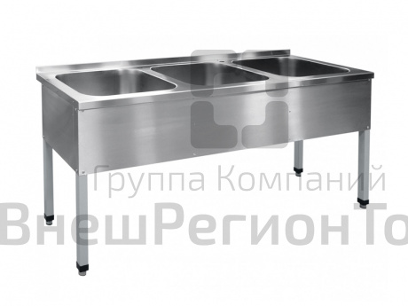 Ванна моечная, 3 секции, краш.каркас, 1770х600х860 мм.