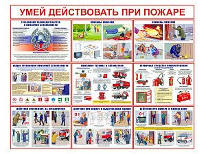 Плакаты Действия при пожаре, 29,7х42 см, 9 шт.