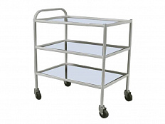 Столик процедурный передвижной металлический с тремя стеклянными полками