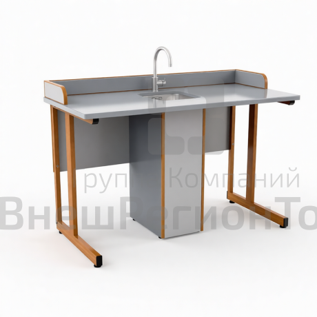 Стол ученический прямоугольная труба с сантехникой и бортом ДСП.