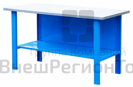 Верстак слесарный металлический бестумбовый с полкой серии «Эконом».