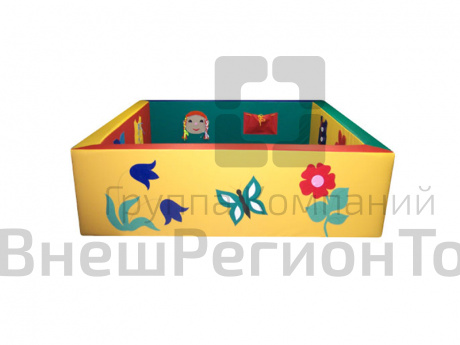 Сухой бассейн с аппликацией, с дидактическими элементами  (квадратный).